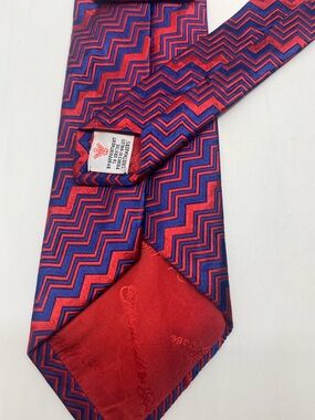 Turn bull Silk & Asser Chevron Red & Blue Men's Tie #0019
